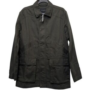 Banana Republic Mens Utility Field Jacket M Olive Herringbone Military Gorpcore